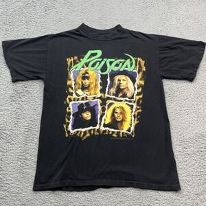 Poison Original 1990 Tour T-Shirt Vintage Flesh & Blood Size L USA Single Stitch